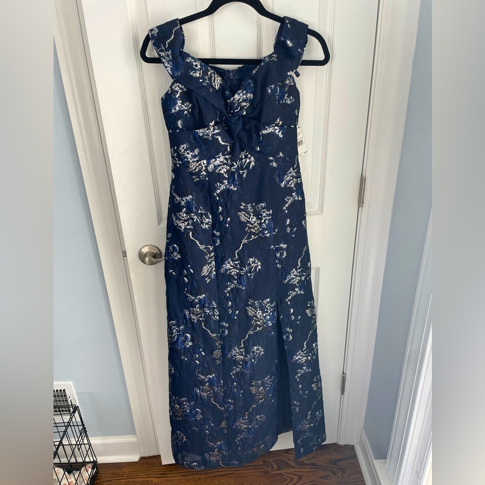 Aidan Maddox off the shoulder twilight blue dress size 2 NWT retails $395